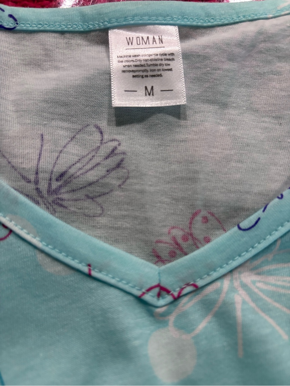 Woman Light Blue Dragonfly Pajama Set - Short Sleeve Top & Capris - Picture 3 of 3